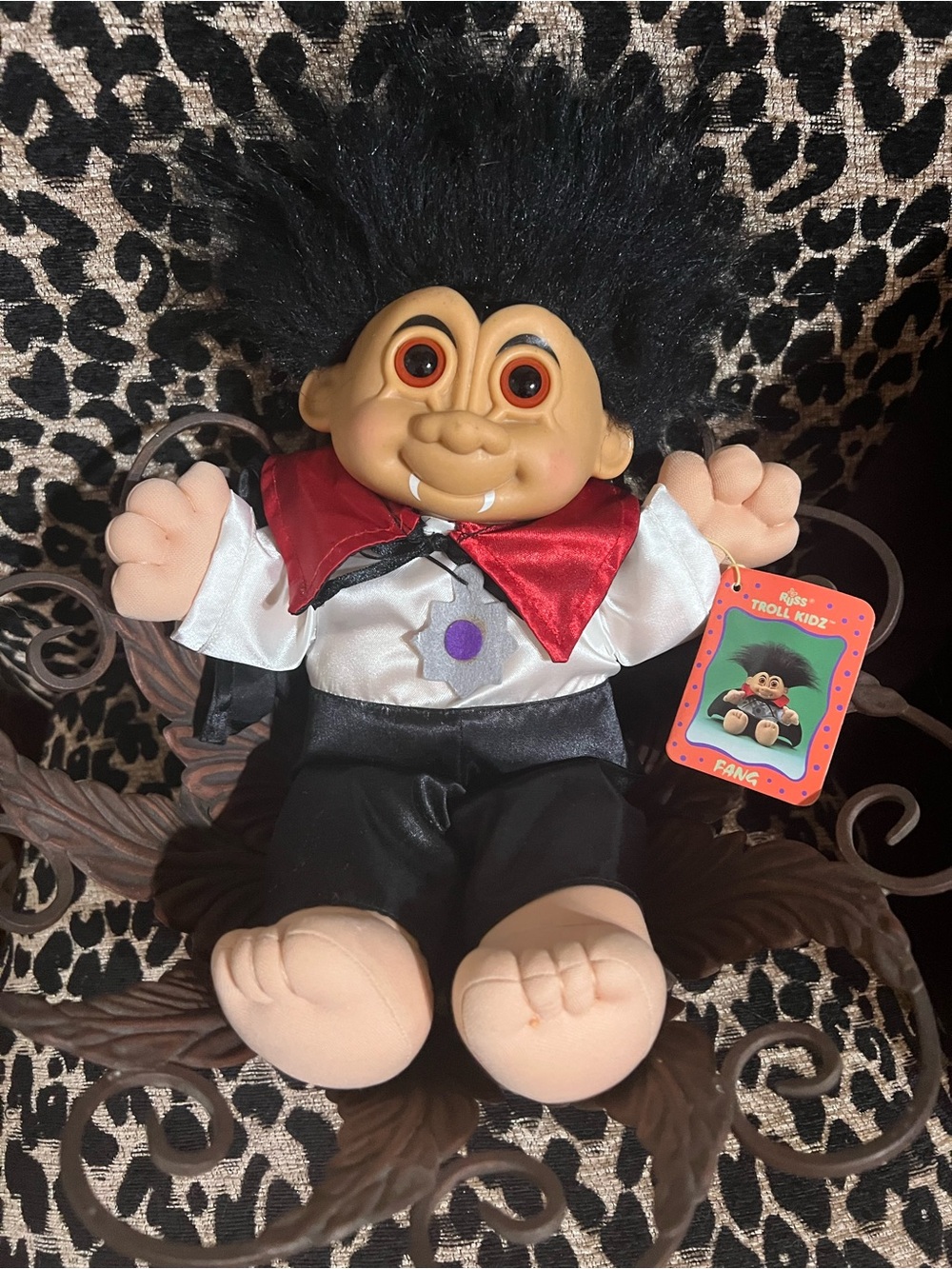 Vintage Russ Troll Kidz Fang Vampire Troll Doll w/Tag Halloween Plush Figure 12”